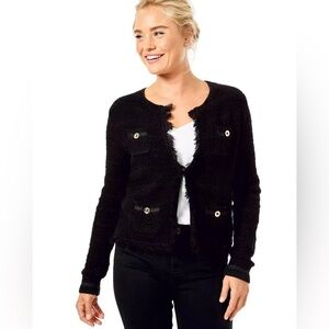 Lilly Pulitzer Beckington Cardigan Black Metallic